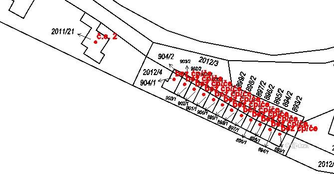 Hluboká nad Vltavou 1 na parcele st. 904/1 v KÚ Hluboká nad Vltavou, Katastrální mapa