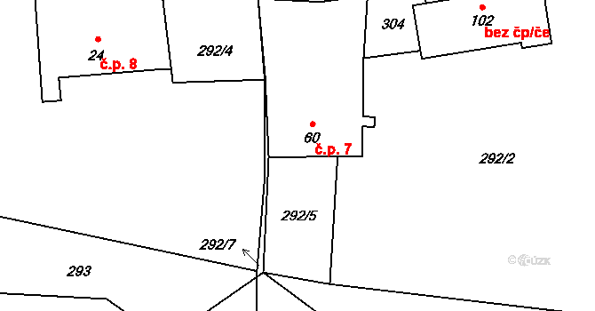 Milíkov 7, Vacov na parcele st. 60 v KÚ Lhota nad Rohanovem, Katastrální mapa