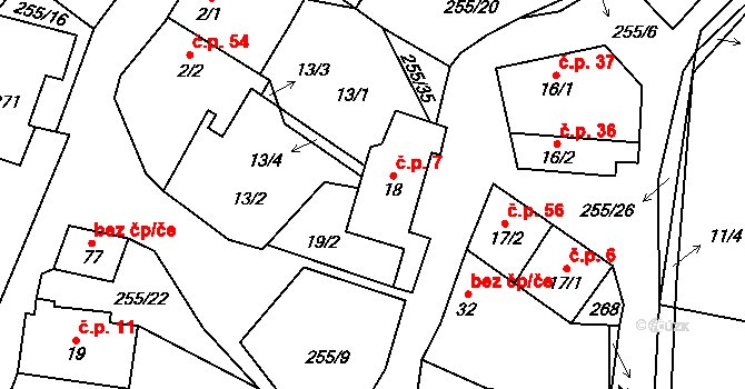 Rohanov 7, Vacov na parcele st. 18 v KÚ Rohanov, Katastrální mapa