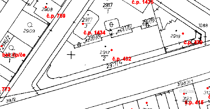 Poděbrady III 432, Poděbrady na parcele st. 2917/2 v KÚ Poděbrady, Katastrální mapa