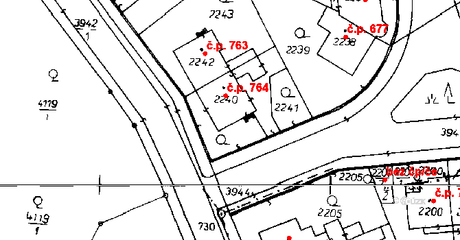 Poděbrady III 764, Poděbrady na parcele st. 2240 v KÚ Poděbrady, Katastrální mapa