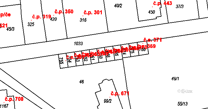 Bohosudov 366, Krupka na parcele st. 750 v KÚ Bohosudov, Katastrální mapa