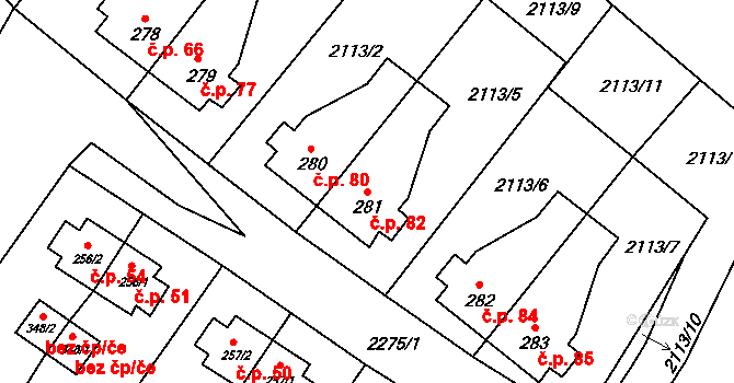 Světví 82, Horní Stropnice na parcele st. 281 v KÚ Horní Stropnice, Katastrální mapa