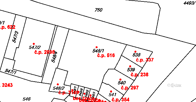 Teplice 516 na parcele st. 548/1 v KÚ Teplice, Katastrální mapa