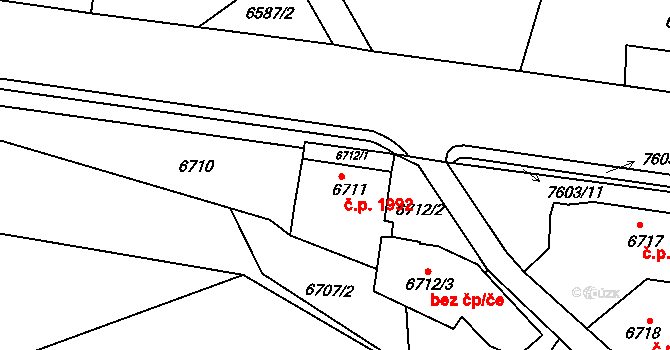 Frýdek 1992, Frýdek-Místek na parcele st. 6711 v KÚ Frýdek, Katastrální mapa