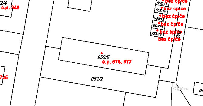 Paskov 677,678 na parcele st. 953/5 v KÚ Paskov, Katastrální mapa