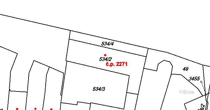 Cheb 2271 na parcele st. 534/2 v KÚ Cheb, Katastrální mapa