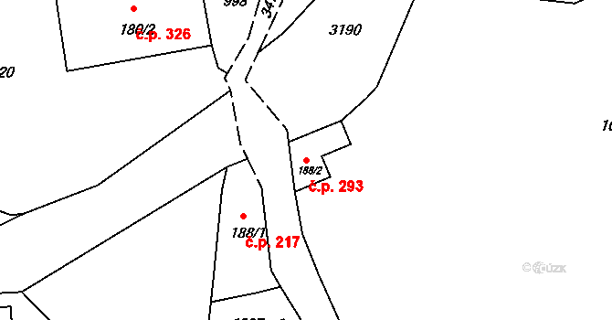 Jílové 293 na parcele st. 188/2 v KÚ Jílové u Děčína, Katastrální mapa
