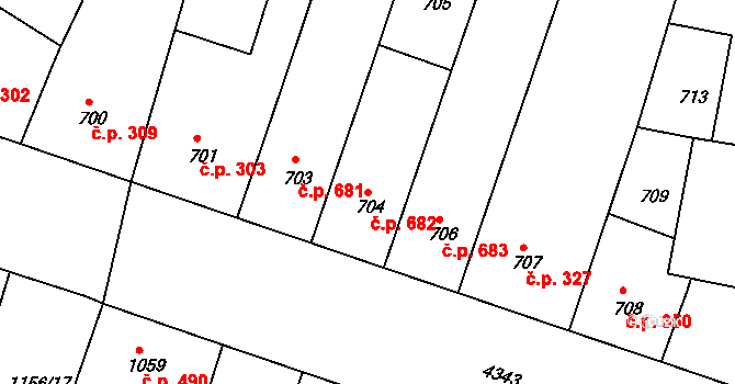 Žižkov 682, Praha na parcele st. 704 v KÚ Žižkov, Katastrální mapa