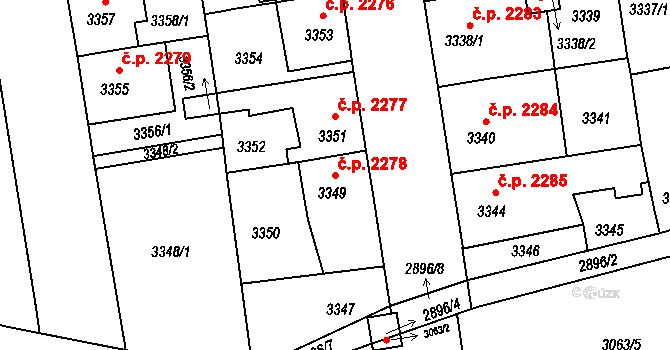 Žižkov 2278, Praha na parcele st. 3349 v KÚ Žižkov, Katastrální mapa