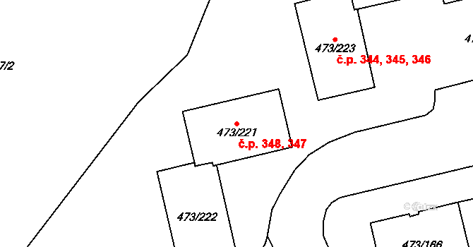 Veleslavín 347,348, Praha na parcele st. 473/221 v KÚ Veleslavín, Katastrální mapa