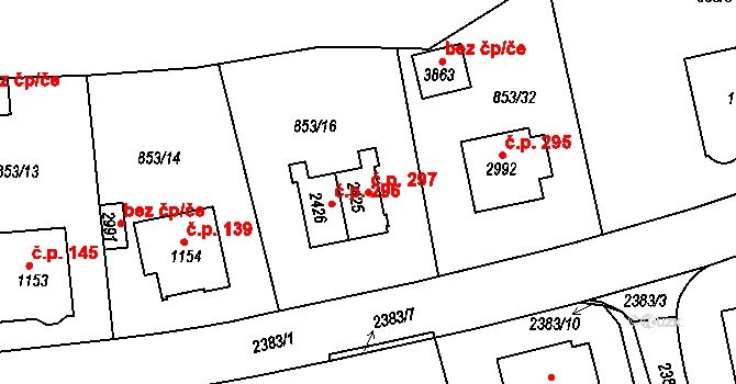 Kryblice 297, Trutnov na parcele st. 2425 v KÚ Trutnov, Katastrální mapa