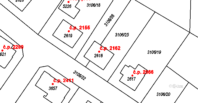 Dvůr Králové nad Labem 2162 na parcele st. 2618 v KÚ Dvůr Králové nad Labem, Katastrální mapa