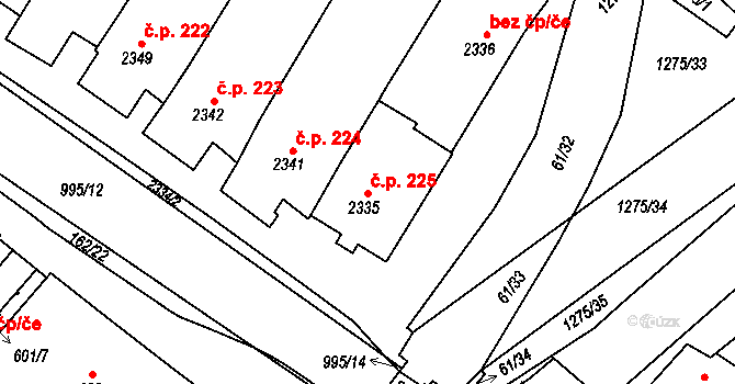 Mutěnice 225 na parcele st. 2335 v KÚ Mutěnice, Katastrální mapa