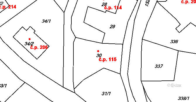 Dolní Libchava 115, Česká Lípa na parcele st. 30 v KÚ Dolní Libchava, Katastrální mapa