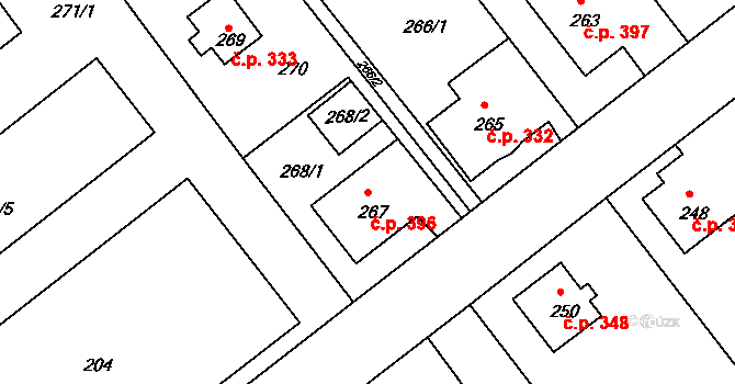 Liberec XI-Růžodol I 396, Liberec na parcele st. 267 v KÚ Růžodol I, Katastrální mapa