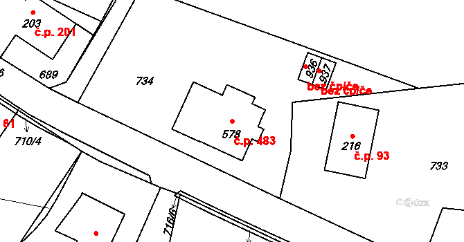 Rtyně v Podkrkonoší 483 na parcele st. 578 v KÚ Rtyně v Podkrkonoší, Katastrální mapa