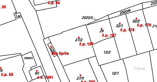 Letkovice 157, Ivančice na parcele st. 27/2 v KÚ Letkovice, Katastrální mapa
