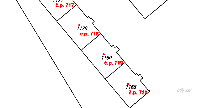 Hostinné 719 na parcele st. 1169 v KÚ Hostinné, Katastrální mapa