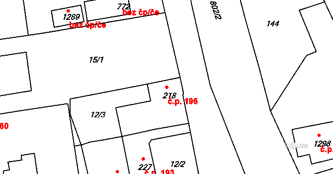 Parník 196, Česká Třebová na parcele st. 218 v KÚ Parník, Katastrální mapa