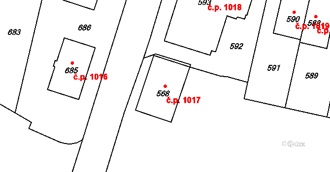Šumbark 1017, Havířov na parcele st. 568 v KÚ Šumbark, Katastrální mapa