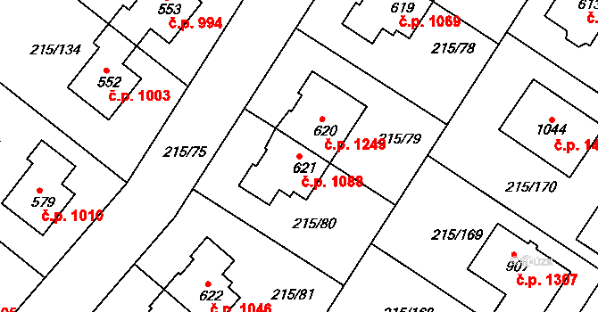 Rudná 1088 na parcele st. 621 v KÚ Hořelice, Katastrální mapa