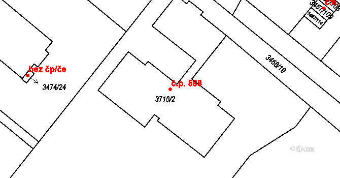 Vyškov-Předměstí 588, Vyškov na parcele st. 3710/2 v KÚ Vyškov, Katastrální mapa