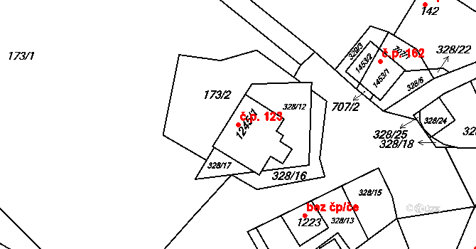 Mikovice 123, Kralupy nad Vltavou na parcele st. 1245/1 v KÚ Mikovice u Kralup nad Vltavou, Katastrální mapa