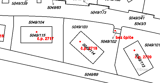 Líšeň 2718, Brno na parcele st. 5049/114 v KÚ Líšeň, Katastrální mapa