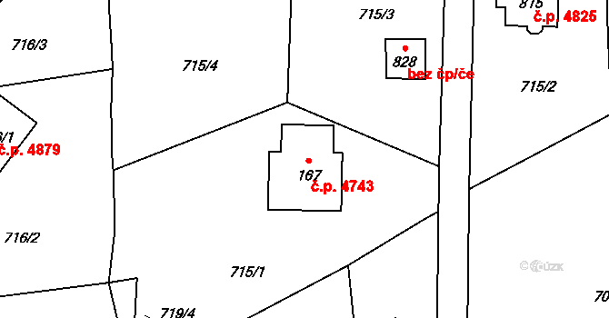 Kokonín 4743, Jablonec nad Nisou na parcele st. 167 v KÚ Kokonín, Katastrální mapa