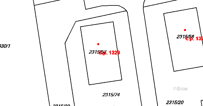 Stodůlky 1329, Praha na parcele st. 2315/57 v KÚ Stodůlky, Katastrální mapa