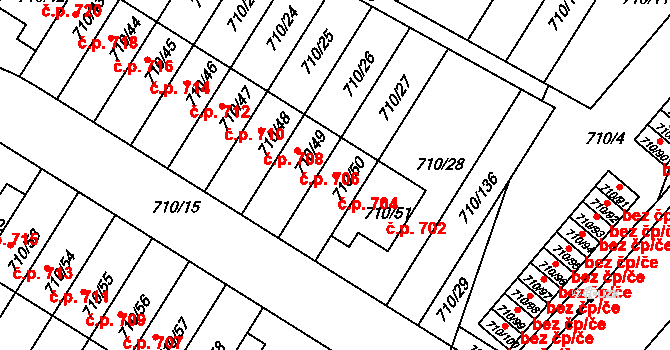 Poříčí 704, Boršov nad Vltavou na parcele st. 710/50 v KÚ Boršov nad Vltavou, Katastrální mapa
