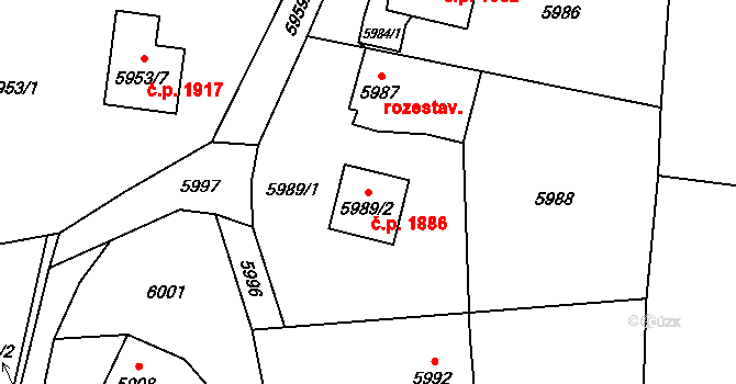 Rychvald 1886 na parcele st. 5989/2 v KÚ Rychvald, Katastrální mapa