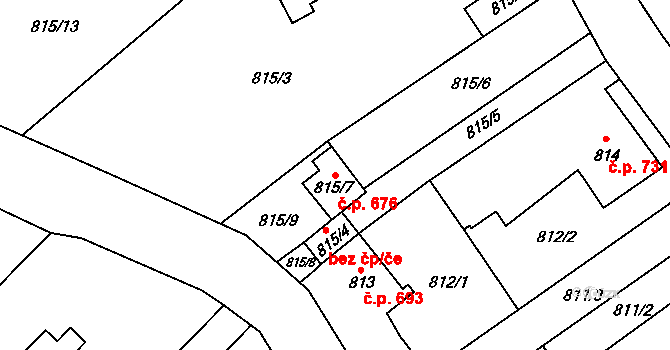 Fryštát 676, Karviná na parcele st. 815/7 v KÚ Karviná-město, Katastrální mapa