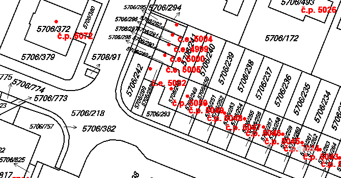 Jihlava 5050 na parcele st. 5706/248 v KÚ Jihlava, Katastrální mapa