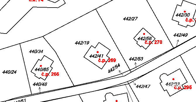 Slupečná 269, Lipno nad Vltavou na parcele st. 442/41 v KÚ Lipno nad Vltavou, Katastrální mapa