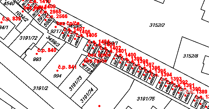 Zlín 1401 na parcele st. 5673 v KÚ Zlín, Katastrální mapa