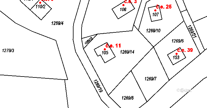 Varta 11, Jickovice na parcele st. 105 v KÚ Jickovice, Katastrální mapa