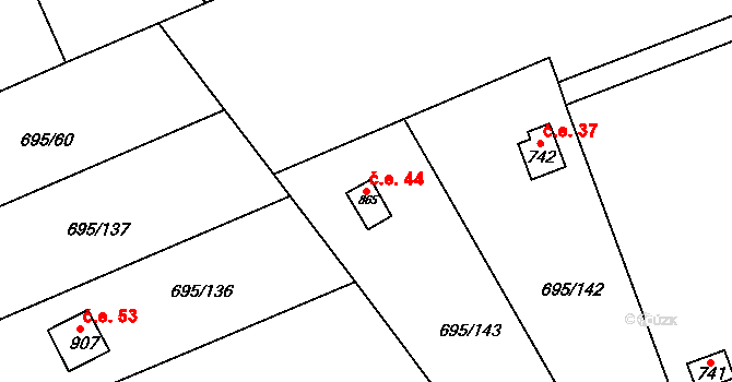 Daliměřice 44, Turnov, Katastrální mapa
