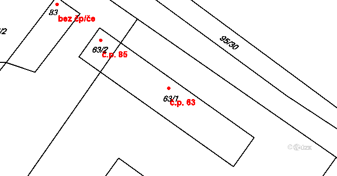 Zlivice 63, Čížová na parcele st. 63/1 v KÚ Zlivice, Katastrální mapa