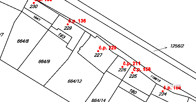 Jimramov 129 na parcele st. 227 v KÚ Jimramov, Katastrální mapa