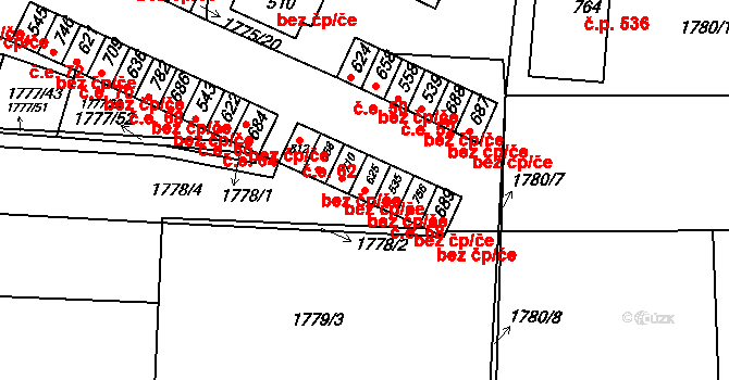Svitávka 38307171 na parcele st. 625 v KÚ Svitávka, Katastrální mapa