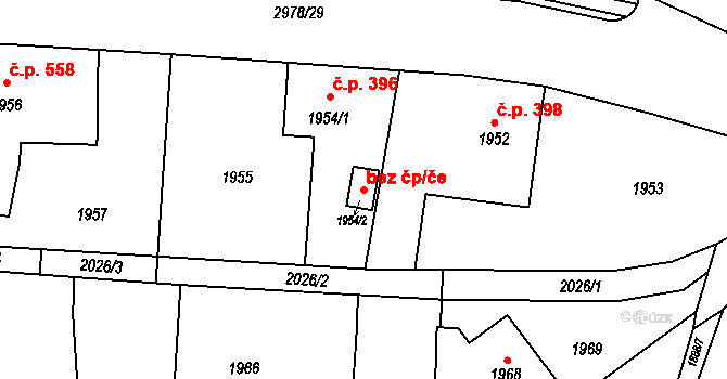 Bludov 38970171 na parcele st. 1954/2 v KÚ Bludov, Katastrální mapa