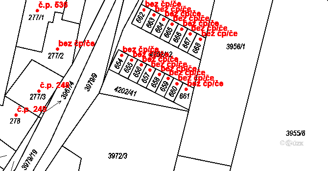Lenešice 40010171 na parcele st. 659 v KÚ Lenešice, Katastrální mapa