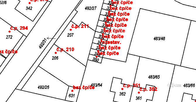 Libice nad Cidlinou 40085171 na parcele st. 349 v KÚ Libice nad Cidlinou, Katastrální mapa