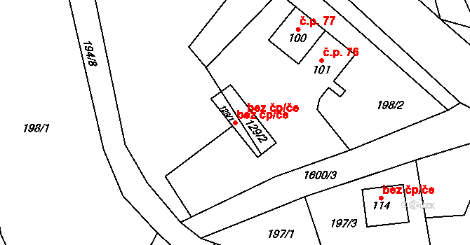 Hraničné Petrovice 40861171 na parcele st. 129/1 v KÚ Hraničné Petrovice, Katastrální mapa