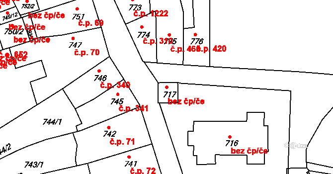 Litoměřice 41072171 na parcele st. 717 v KÚ Litoměřice, Katastrální mapa