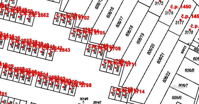 Podlesí 2708, Havířov na parcele st. 3023 v KÚ Bludovice, Katastrální mapa