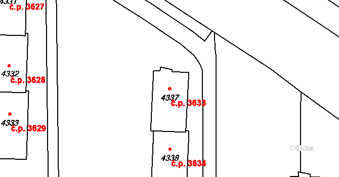 Zlín 3633 na parcele st. 4337 v KÚ Zlín, Katastrální mapa