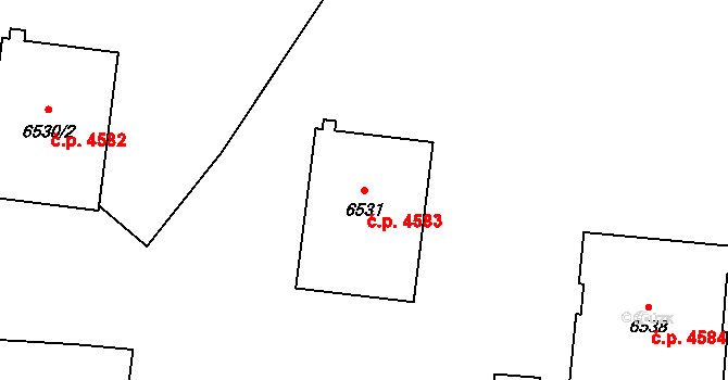 Zlín 4583 na parcele st. 6531 v KÚ Zlín, Katastrální mapa